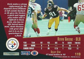 1993 Select #119 Kevin Greene Back