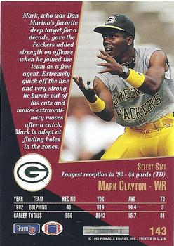 1993 Select #143 Mark Clayton Back