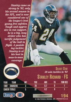 1993 Select #194 Stanley Richard Back