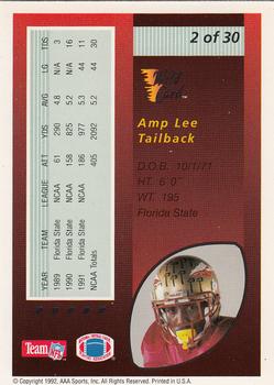 1992 Wild Card - Red Hot Rookies Silver #2 Amp Lee Back