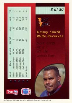 1992 Wild Card - Red Hot Rookies Silver #8 Jimmy Smith Back