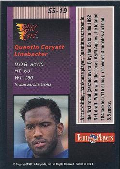 1992 Wild Card - Stat Smashers #SS-19 Quentin Coryatt Back