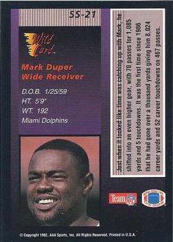 1992 Wild Card - Stat Smashers #SS-21 Mark Duper Back