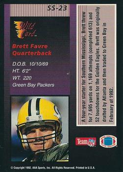 1992 Wild Card - Stat Smashers #SS-23 Brett Favre Back