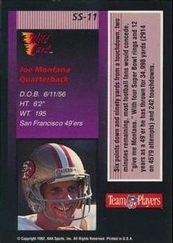 1992 Wild Card - Stat Smashers 1000 Stripe #SS-11 Joe Montana Back
