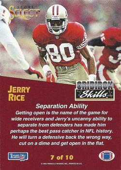 1993 Select - Gridiron Skills #7 Jerry Rice Back
