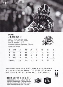 2022 Upper Deck CFL #11 Don Jackson Back