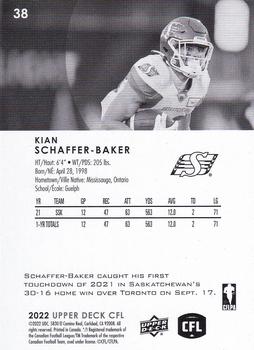 2022 Upper Deck CFL #38 Kian Schaffer-Baker Back
