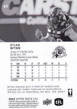 2022 Upper Deck CFL #60 Dylan Wynn Back