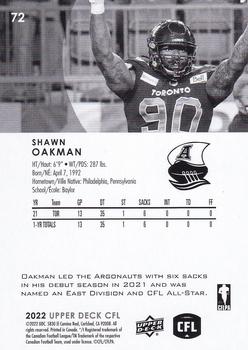 2022 Upper Deck CFL #72 Shawn Oakman Back