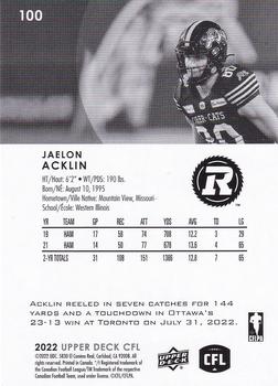 2022 Upper Deck CFL #100 Jaelon Acklin Back