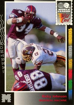 1992 Wild Card WLAF #14 Ricky Johnson Front