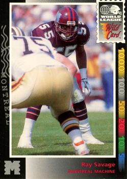 1992 Wild Card WLAF #15 Ray Savage Front