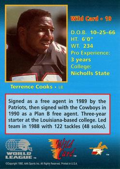 1992 Wild Card WLAF #19 Terrence Cooks Back