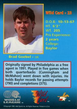 1992 Wild Card WLAF #23 Brad Goebel Back