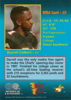 1992 Wild Card WLAF #27 Darrell Colbert Back