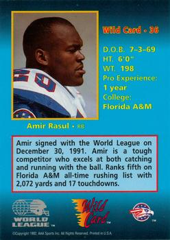 1992 Wild Card WLAF #36 Amir Rasul Back