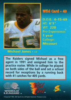 1992 Wild Card WLAF #49 Michael Jones Back