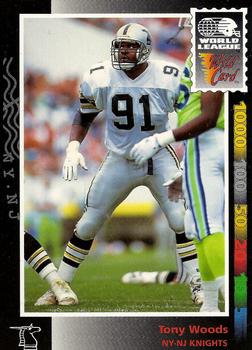 1992 Wild Card WLAF #75 Tony Woods Front