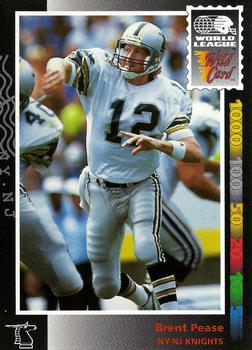 1992 Wild Card WLAF #80 Brent Pease Front