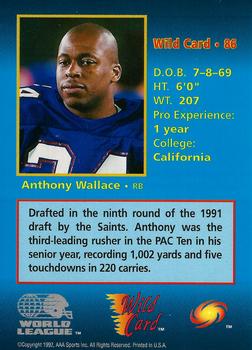 1992 Wild Card WLAF #86 Anthony Wallace Back