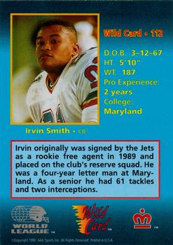 1992 Wild Card WLAF #112 Irvin Smith Back