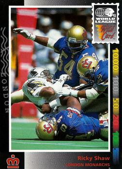 1992 Wild Card WLAF #114 Ricky Shaw Front