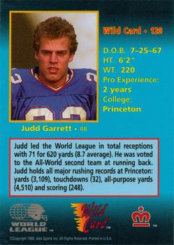 1992 Wild Card WLAF #120 Judd Garrett Back