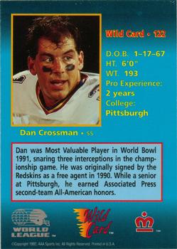 1992 Wild Card WLAF #122 Dan Crossman Back