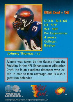 1992 Wild Card WLAF #126 Johnny Thomas Back