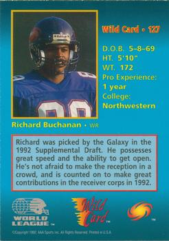 1992 Wild Card WLAF #127 Richard Buchanan Back