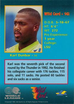 1992 Wild Card WLAF #142 Karl Dunbar Back