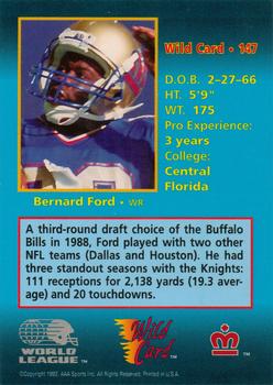1992 Wild Card WLAF #147 Bernard Ford Back