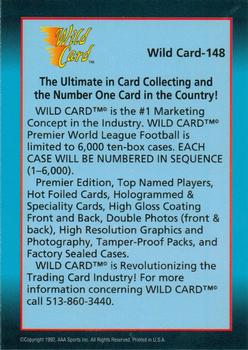 1992 Wild Card WLAF #148 Checklist 1: 1-50 Back