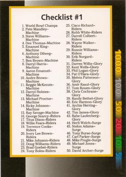 1992 Wild Card WLAF #148 Checklist 1: 1-50 Front