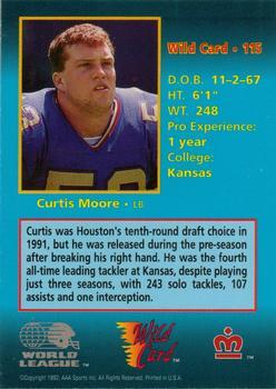 1992 Wild Card WLAF - 100 Stripe #115 Curtis Moore Back