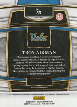 2022 Panini Select Draft Picks - Gold Lazer Prizm #55 Troy Aikman Back