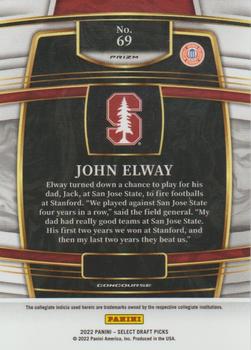 2022 Panini Select Draft Picks - Silver Prizm #69 John Elway Back