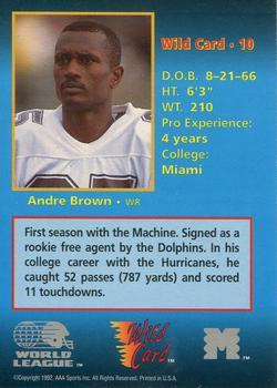1992 Wild Card WLAF - 20 Stripe #10 Andre Brown Back