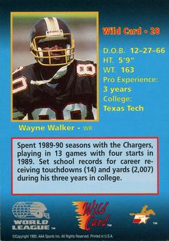 1992 Wild Card WLAF - 5 Stripe #28 Wayne Walker Back
