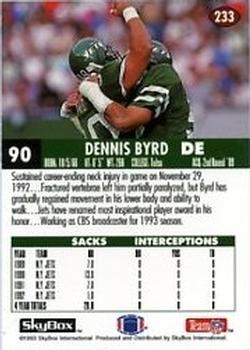 1993 SkyBox Impact #233 Dennis Byrd Back