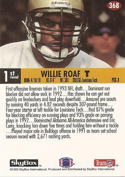 1993 SkyBox Impact #368 Willie Roaf Back