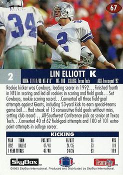 1993 SkyBox Impact #67 Lin Elliott Back
