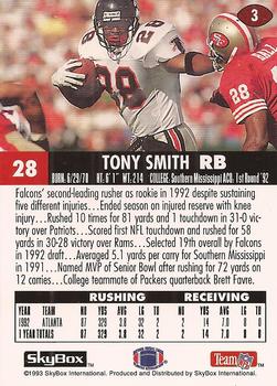 1993 SkyBox Impact #3 Tony Smith Back