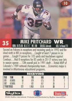 1993 SkyBox Impact #10 Mike Pritchard Back