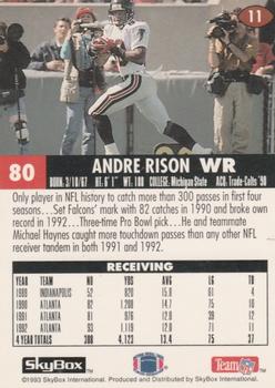 1993 SkyBox Impact #11 Andre Rison Back