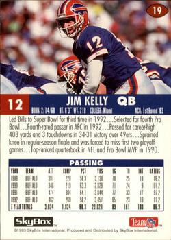 1993 SkyBox Impact #19 Jim Kelly Back