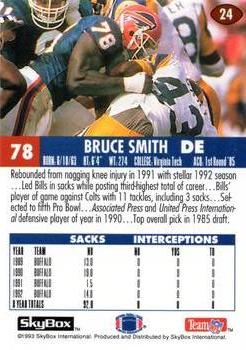 1993 SkyBox Impact #24 Bruce Smith Back
