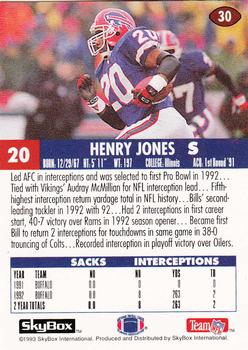 1993 SkyBox Impact #30 Henry Jones Back