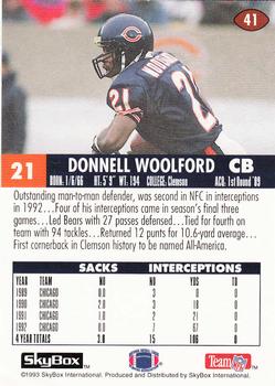 1993 SkyBox Impact #41 Donnell Woolford Back